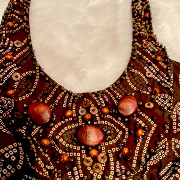 BCBG Halter Top with wooden beads, side zip, sizeL - Picture 2 of 4